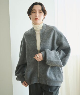 #Newans リラックスフィットドルマンニットブルゾン グレー系