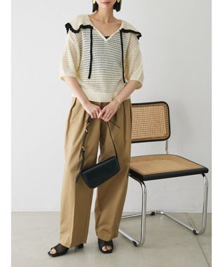 Green Parks クロシェ風セーラーカラーニット Off White