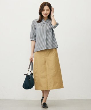 J.PRESS LADIES L 【洗える】シャンブレータフタ  ナロー スカート キャメル系