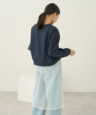 earth music&ecology ＳＥＴ２点レースロゴプルオーバー＋チュールワンピ Navy