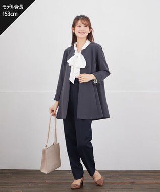 Tiaclasse L バックフレアロングジャケット チャコールグレー