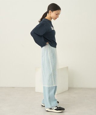 earth music&ecology ＳＥＴ２点レースロゴプルオーバー＋チュールワンピ Navy