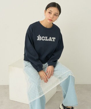 earth music&ecology ＳＥＴ２点レースロゴプルオーバー＋チュールワンピ Navy