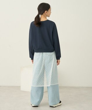 earth music&ecology ＳＥＴ２点レースロゴプルオーバー＋チュールワンピ Navy