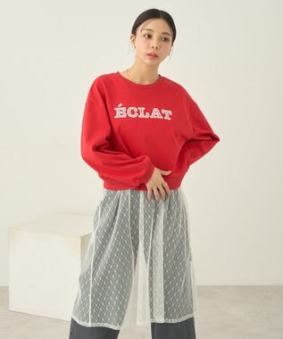 earth music&ecology ＳＥＴ２点レースロゴプルオーバー＋チュールワンピ Red