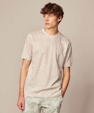 JOSEPH ABBOUD 【キングサイズ・リネン素材/清涼感/吸水速乾】リネン天竺ボーダー Ｔシャツ