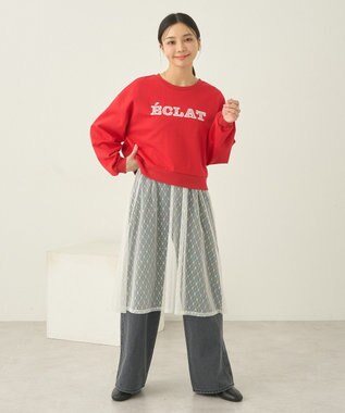 earth music&ecology ＳＥＴ２点レースロゴプルオーバー＋チュールワンピ Red