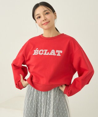 earth music&ecology ＳＥＴ２点レースロゴプルオーバー＋チュールワンピ Red