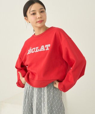 earth music&ecology ＳＥＴ２点レースロゴプルオーバー＋チュールワンピ Red