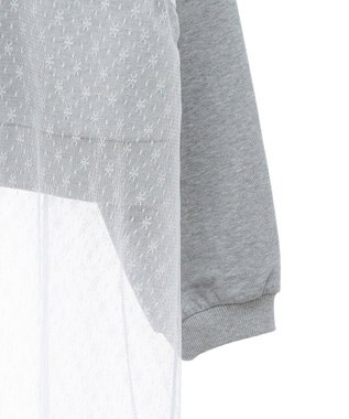 earth music&ecology ＳＥＴ２点レースロゴプルオーバー＋チュールワンピ Light Gray