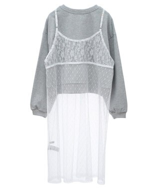 earth music&ecology ＳＥＴ２点レースロゴプルオーバー＋チュールワンピ Light Gray