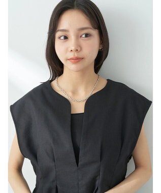 earth music&ecology ＳＥＴ２点ヘリンボーンベスト＋キャミドレ Black