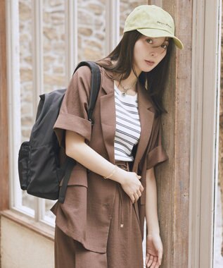 earth music&ecology 【セットアップ対応】リネンライクダブルジャケット Brown