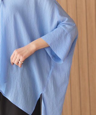 AMERICAN HOLIC 【接触冷感】Ｖネックシアー半袖ＢＩＧシャツ Sax