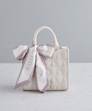 Maison de FLEUR スカーフ付リボンキルティング2Wayバッグ Ivory
