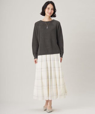自由区 【WEB限定カラーあり・洗える】リネンミドルゲージボートネック ニット [新色]スレート