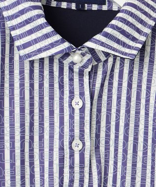 23区GOLF 【WOMEN】ロゴレイヤーストライプシャツ ダルブルー系2