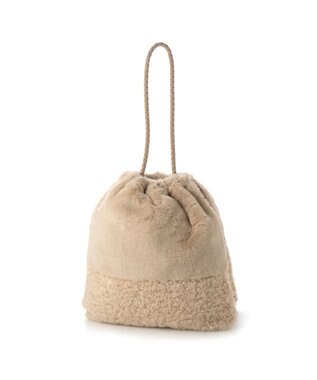 UNBILLION cachecache 切り替えエコファー三つ口巾着トート アイボリー