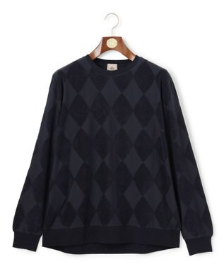 J.PRESS MEN アーガイルワントーンリンクス ロングスリーブ Tシャツ ネイビー系