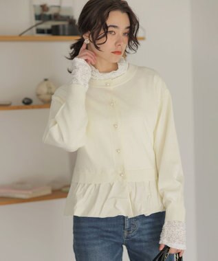 組曲 【WEB限定】フラワーチュールタートルネック カットソー アイボリー系