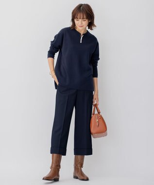 23区 ウールブレンド ラインパール プルオーバー ネイビー系