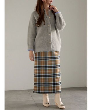 Te chichi ダブルフェイスフェザーカーディガン グレー