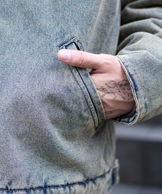 WEGO 【ユニセックス着用ITEM/MLサイズ展開】ワーカーズキルティングZIPジャケット デニム淡加工色