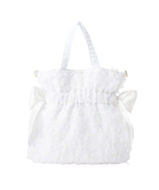 Maison de FLEUR レースダブルリボン２Ｗａｙトートバッグ Off White