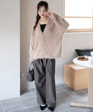 WEGO 【25年秋冬新作/WEB限定】別注USPOLOシャギーニットカーデ ベージュ