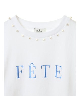earth music&ecology 襟パール刺繍ロゴＴシャツ White