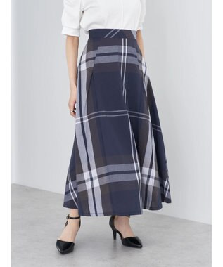 earth music&ecology ＢＩＧチェックフレアスカート Navy