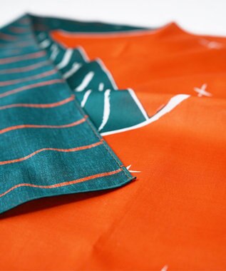 nitorito 【UNISEX】ギフトパッケージ&ステッカー付 白馬 ハンカチ スカーフ green x orange