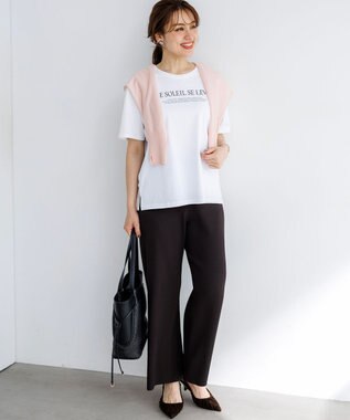 23区 L 【Lサイズ限定】レーヨンポリエステルストレッチ ニット パンツ ダークブラウン系