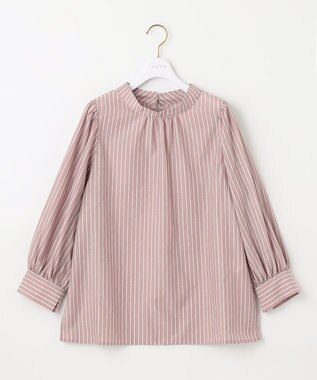 ANY SIS 【洗える】フェイクパールストライプ ブラウス ベージュストライプ