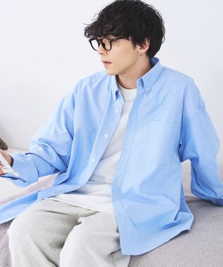 WEGO イージーケアオックスフォードシャツ サックス