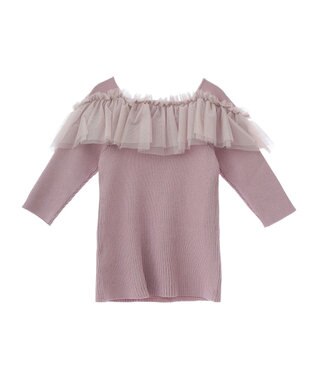 earth music&ecology デコルテチュールニットプルオーバー Dark Pink