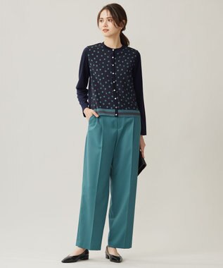 自由区 L 【カタログ掲載・洗える】TWラチネストレッチワイド パンツ ボトルグリーン