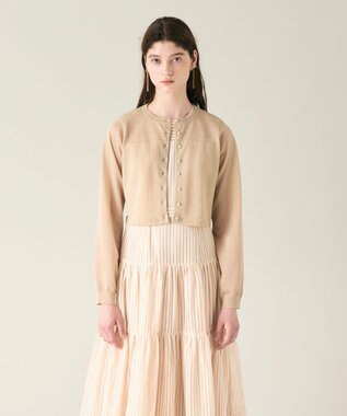 GRACE CONTINENTAL ラメシアーショートニットカーディガン ゴールド