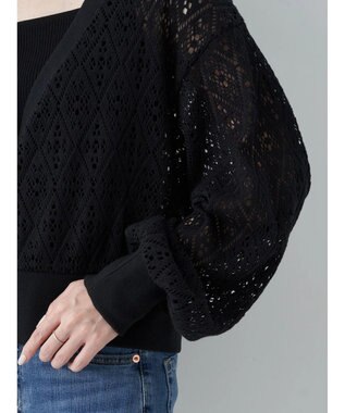 earth music&ecology ラッセルレースカーディガン Black