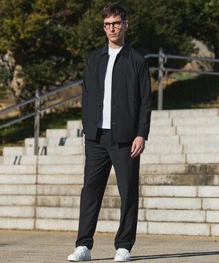 GOTAIRIKU 仕事で着られる 綿100％ 【洗える】カバーネック ドレスTシャツ_ロング ホワイト系