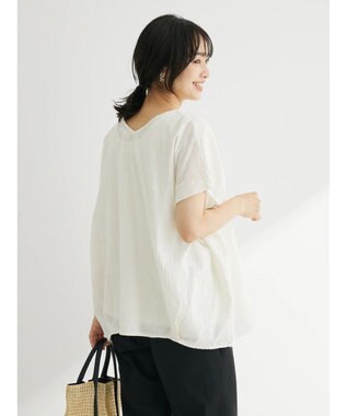 Green Parks インド綿　ＳＥＴ２点　マルチ刺繍ブラウス＋タンク Off White