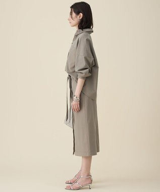 自由区 L ブラッシュドコットンサテンナロー スカート カーキ