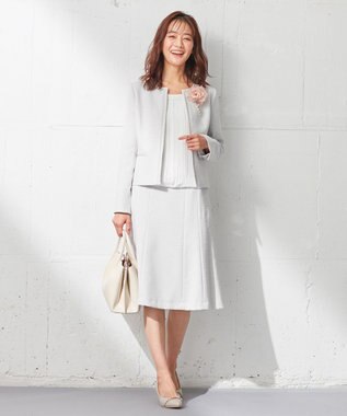 ANY SIS 【セットアップ対応】リップルボーダー ノーカラー ジャケット シャンブレーグレー