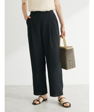 Green Parks 麻調ストレートパンツ Black