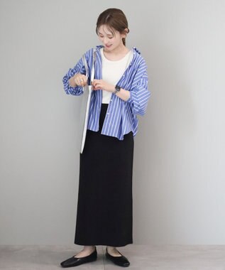 AMERICAN HOLIC イージーケアブロードシャツ Stripe Sax