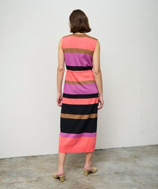 GRACE CONTINENTAL ニットマルチボーダージレ ピンク