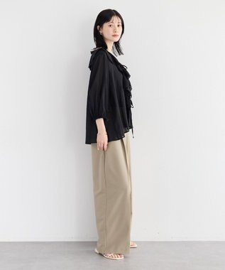 YECCA VECCA ラッフルリボンシアーブラウス Black