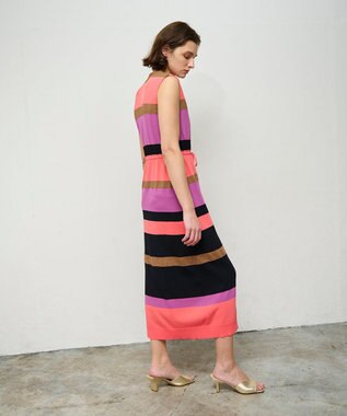 GRACE CONTINENTAL ニットマルチボーダージレ ピンク