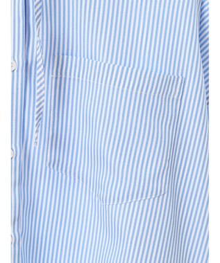 earth music&ecology フーディーシャツ Stripe Blue