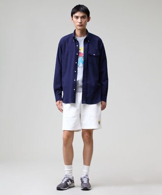 J.PRESS MEN 【J.PRESS ORIGINALS】【UNISEX】Cotton Silk Yarn Dyed Twill B.D. Shirts / Baggy-Fit ネイビー系